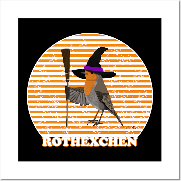 Robin Bird Watching Birding Ornithologist Halloween Gift Wall Art by jzbirds